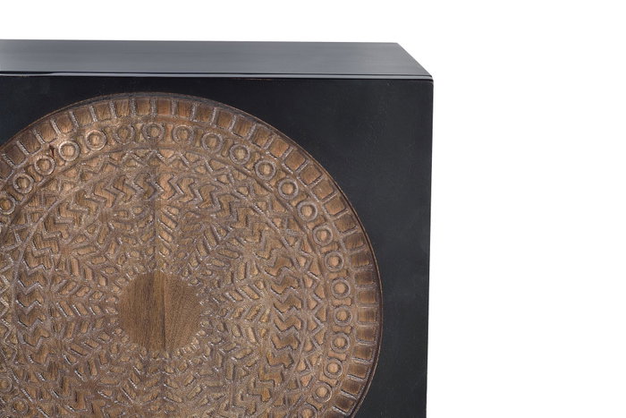 GINER Y COLOMER Mueble TV de madera de mango y metal Nogal oscuro